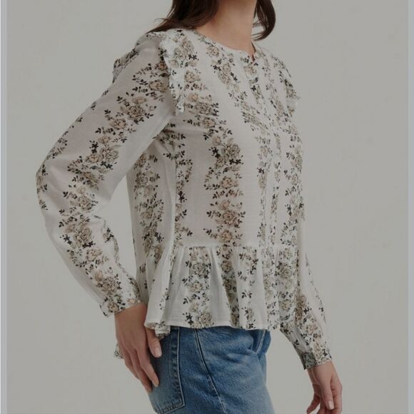 Lucky Brand floral peplum blouse size L - Picture 1 of 8